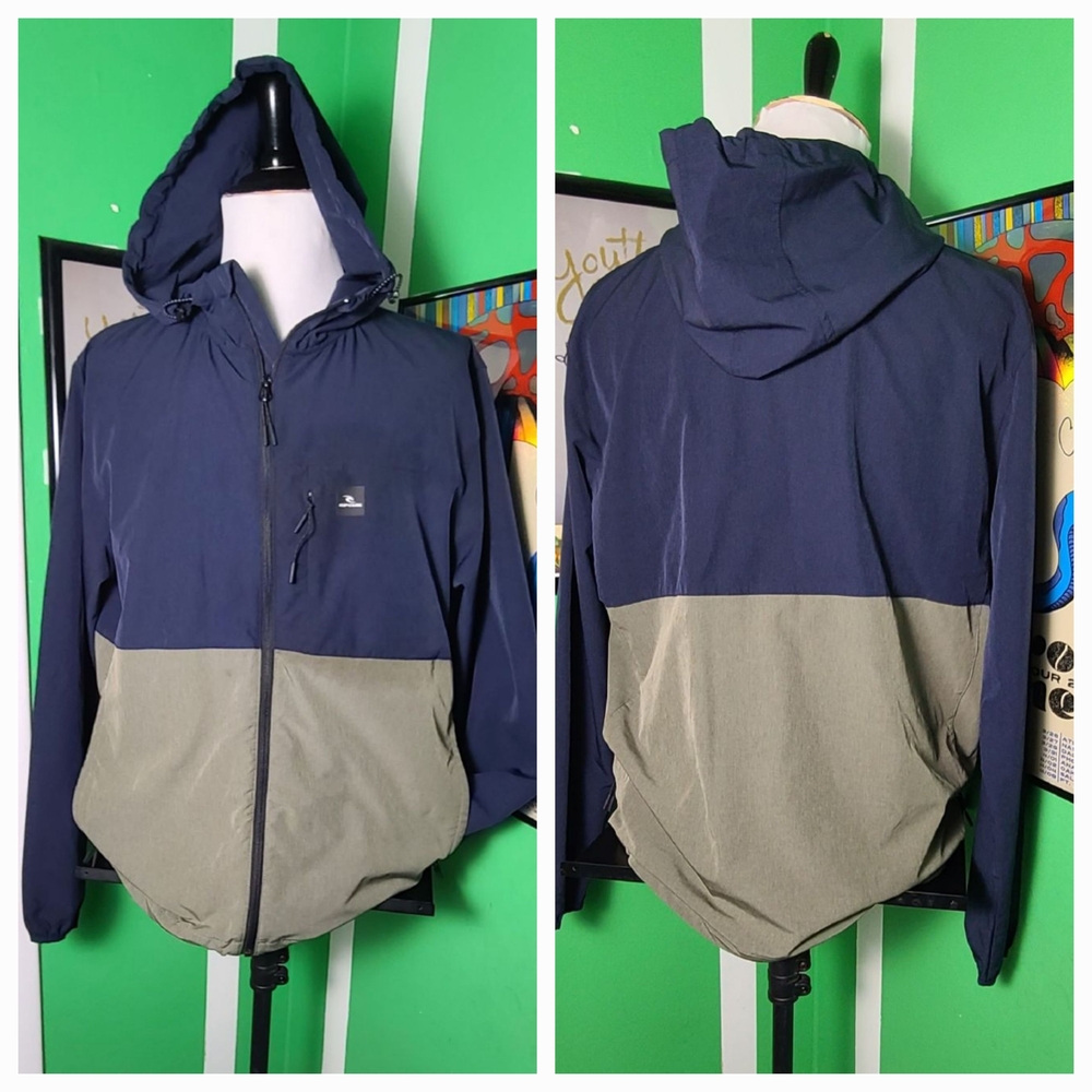 Rip Curl Men's Elite Anti Series Jacket Hooded Wind Breaker Water Repellent XL